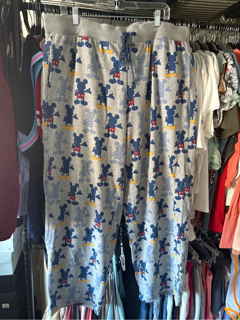 Men’s Grey Mickey Mouse Print Lounge Pants XL